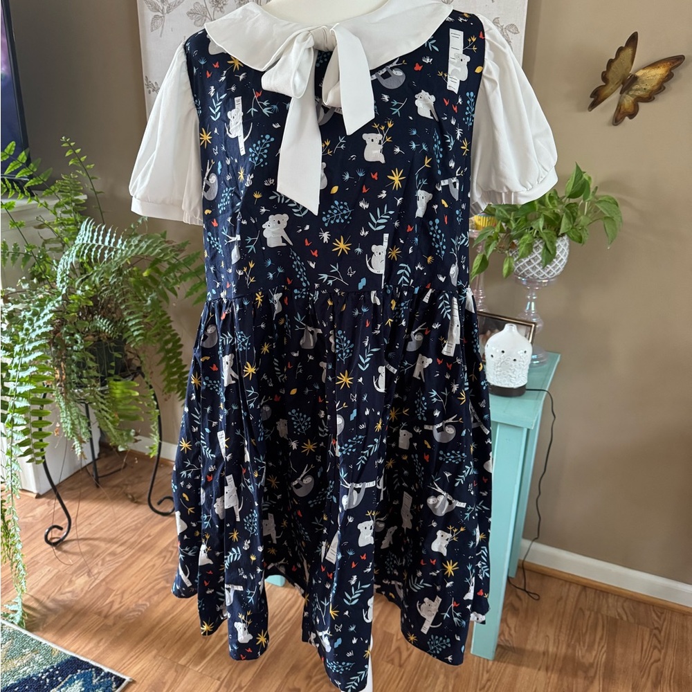 Unique Vintage Peter Pan Collar Dress. Plus 1x 16 Cottagecore.